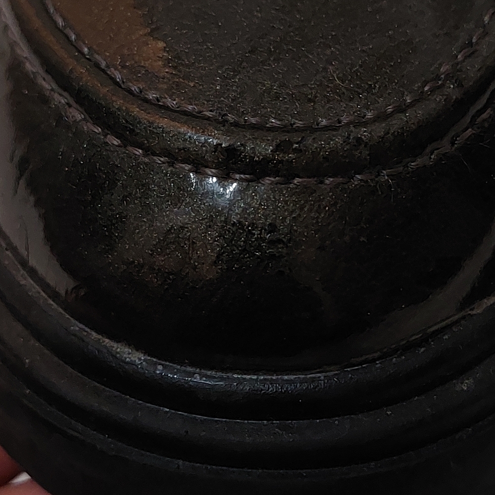 Crown Vintage Shiny Dark Brown Patent Lug Sole Loafers - Picture 10 of 11